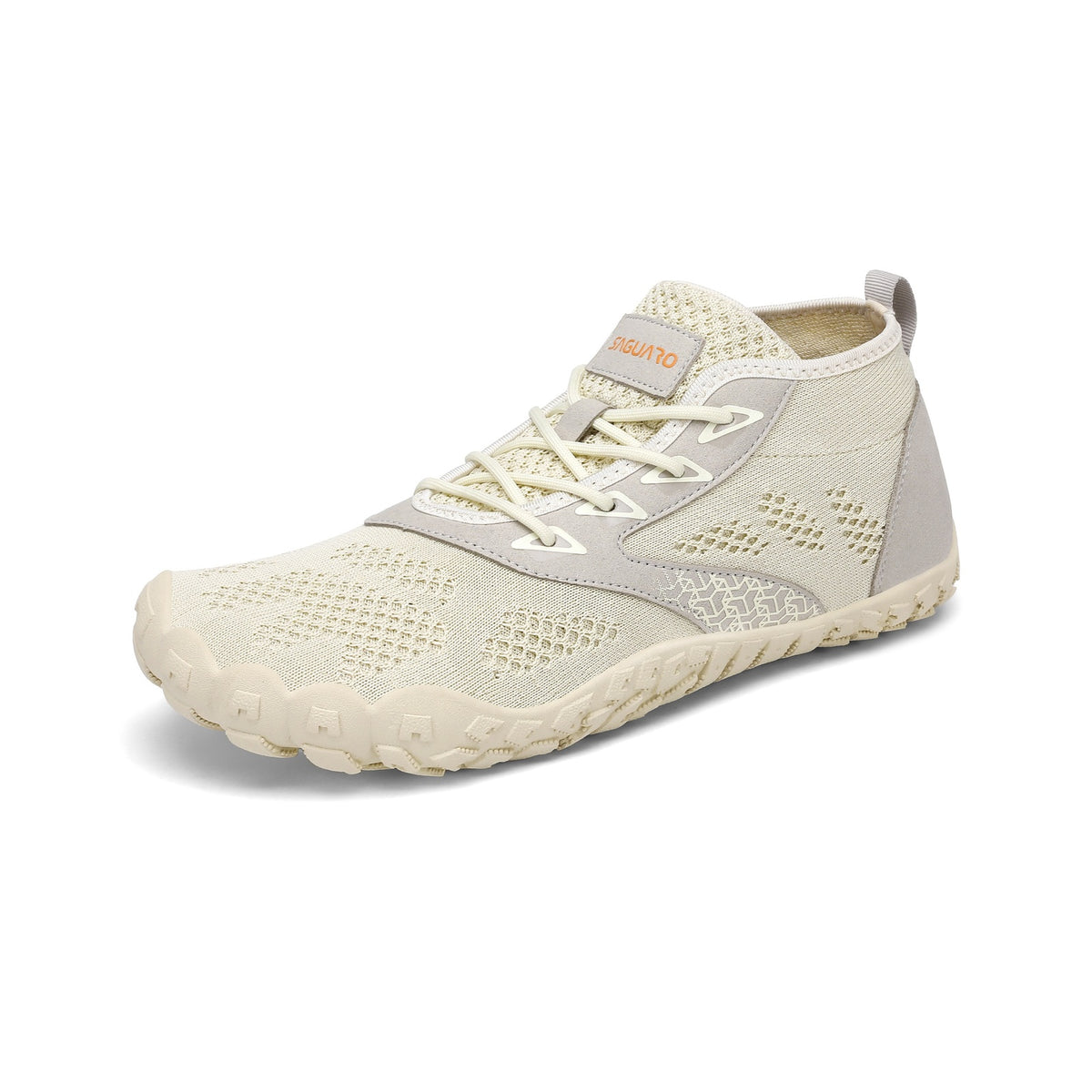 Pantof barefoot beige BareStep Smart Beige, vedere trei sferturi și material textil respirabil