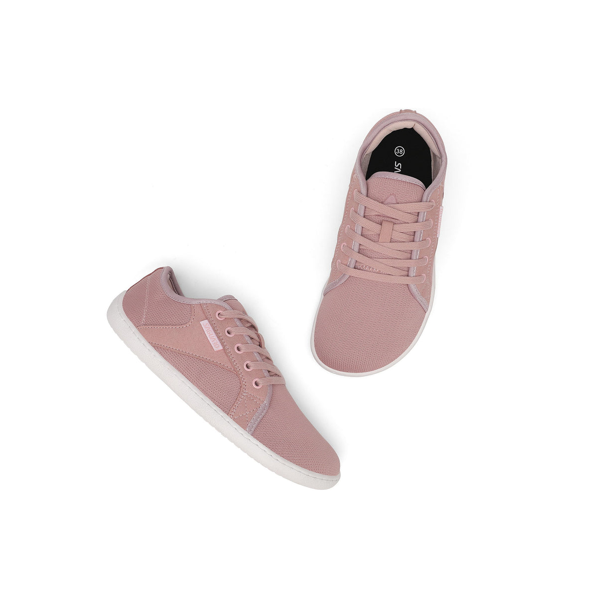 Pantofi barefoot roz BareStep Bloom Pink, vedere de sus și toe box larg
