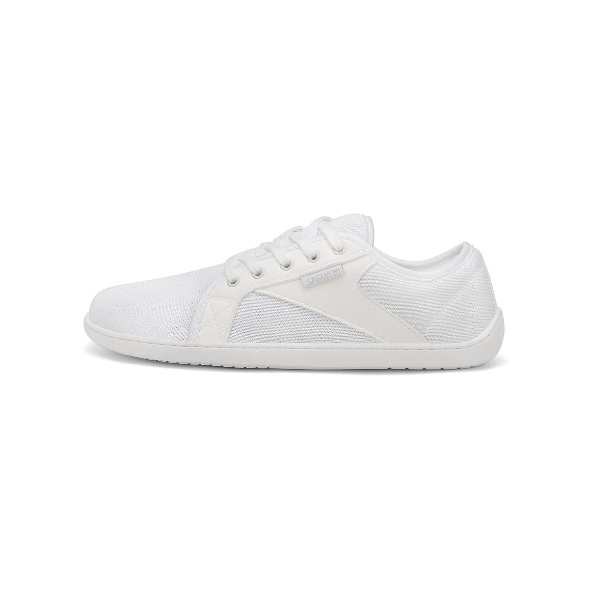 Pantof barefoot alb BareStep Bloom White, profil lateral și material textil respirabil