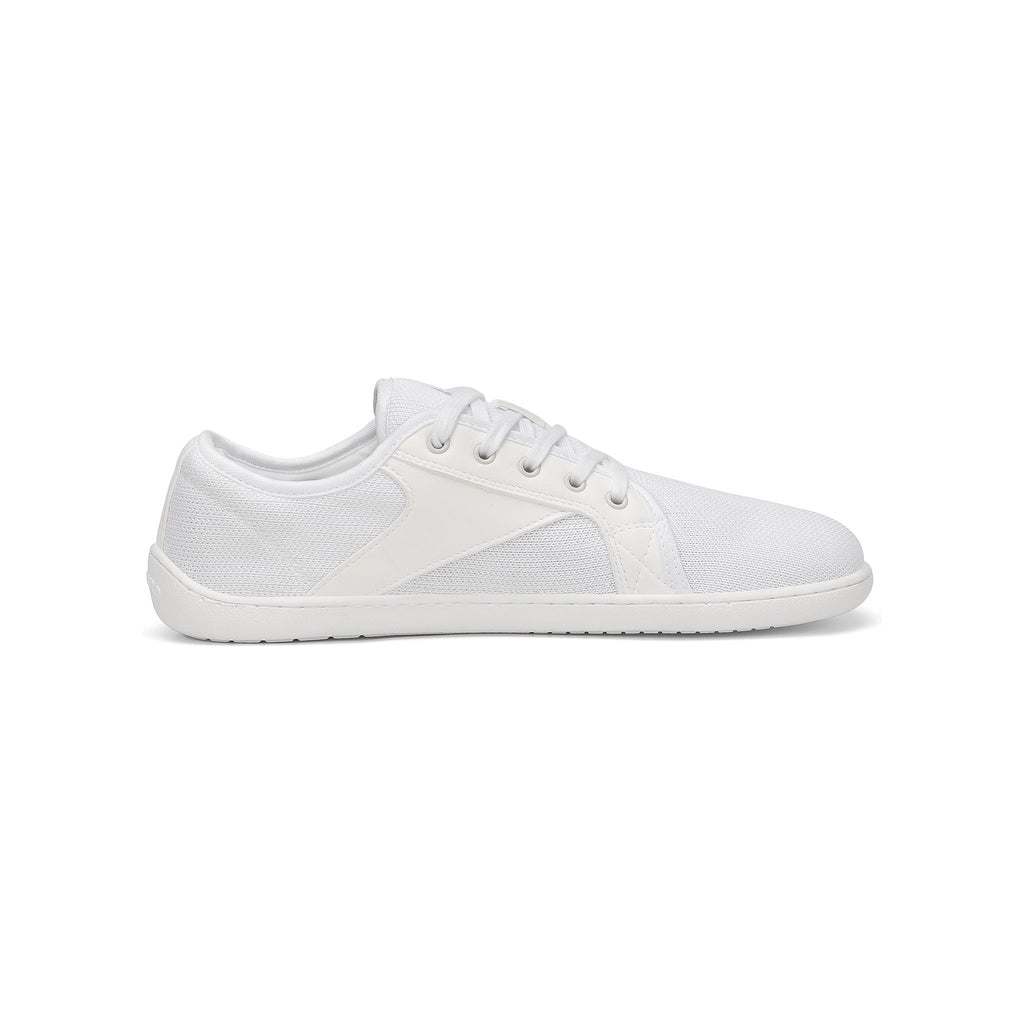 Pantof barefoot alb BareStep Bloom White, vedere laterală și talpă joasă