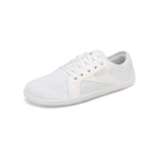 Pantof barefoot alb BareStep Bloom White, vedere trei sferturi și material textil