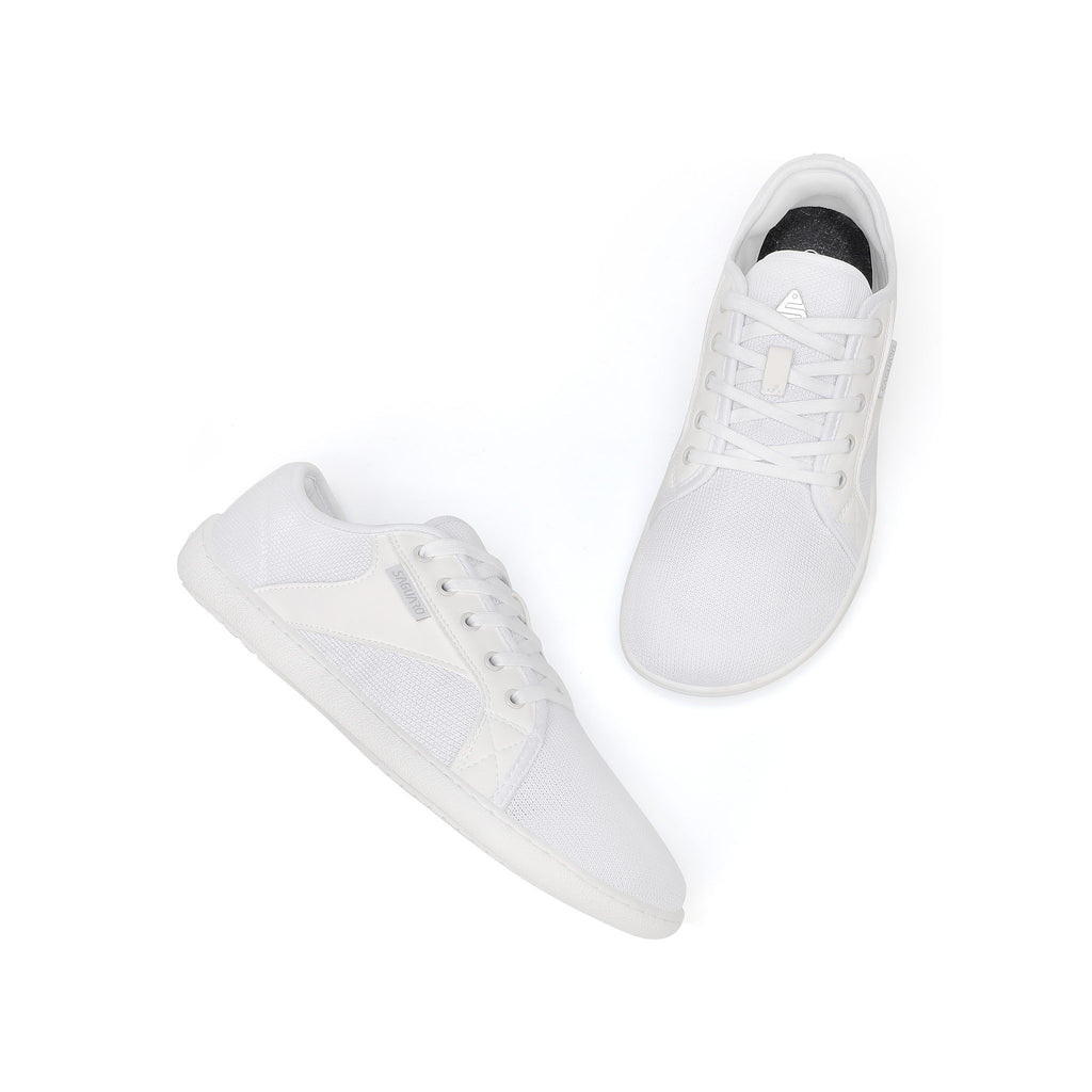 Pantofi barefoot albi BareStep Bloom White, vedere de sus și laterală