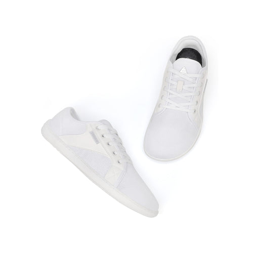 Pantofi barefoot albi BareStep Bloom White, vedere de sus și laterală