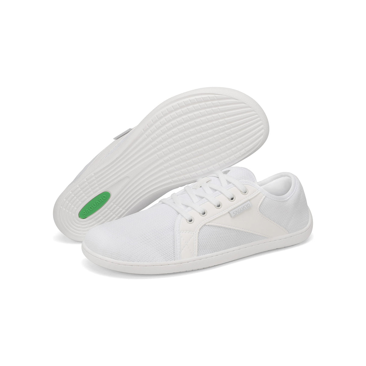 Pantofi barefoot albi BareStep Bloom White cu talpă flexibilă din cauciuc