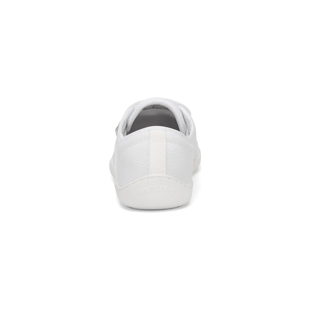 Pantof barefoot alb BareStep Bloom White, vedere din spate și detaliu călcâi