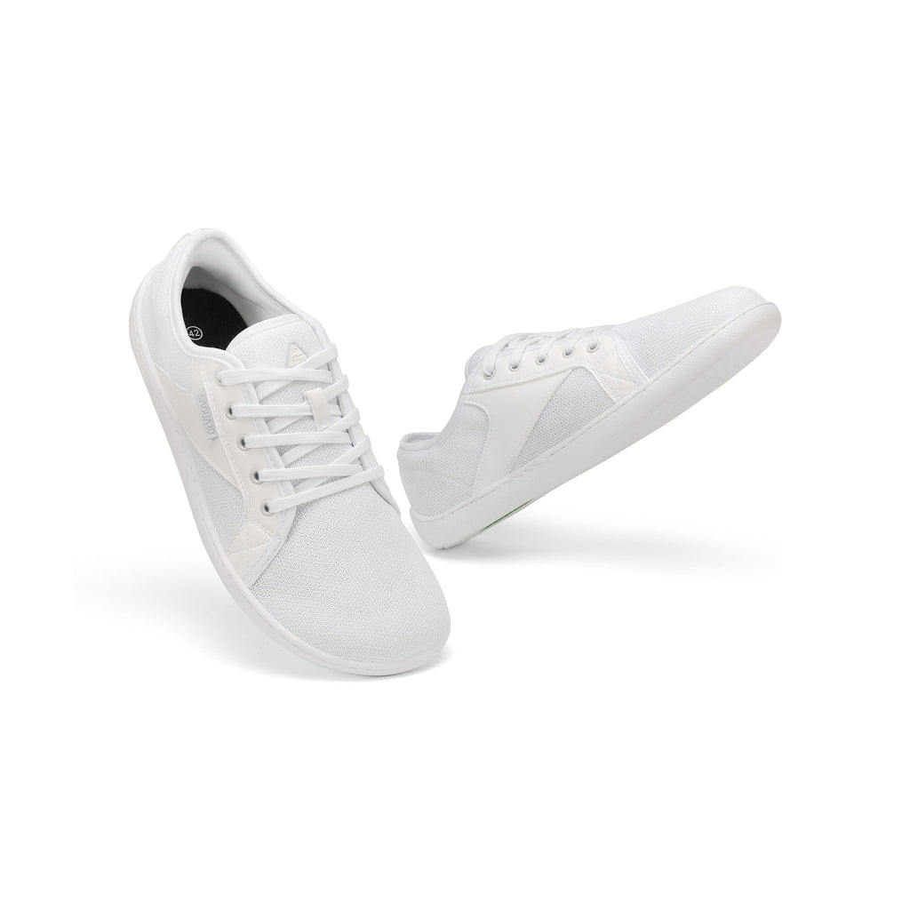 BareStep Bloom White, pantofi barefoot albi cu design minimalist și talpă flexibilă