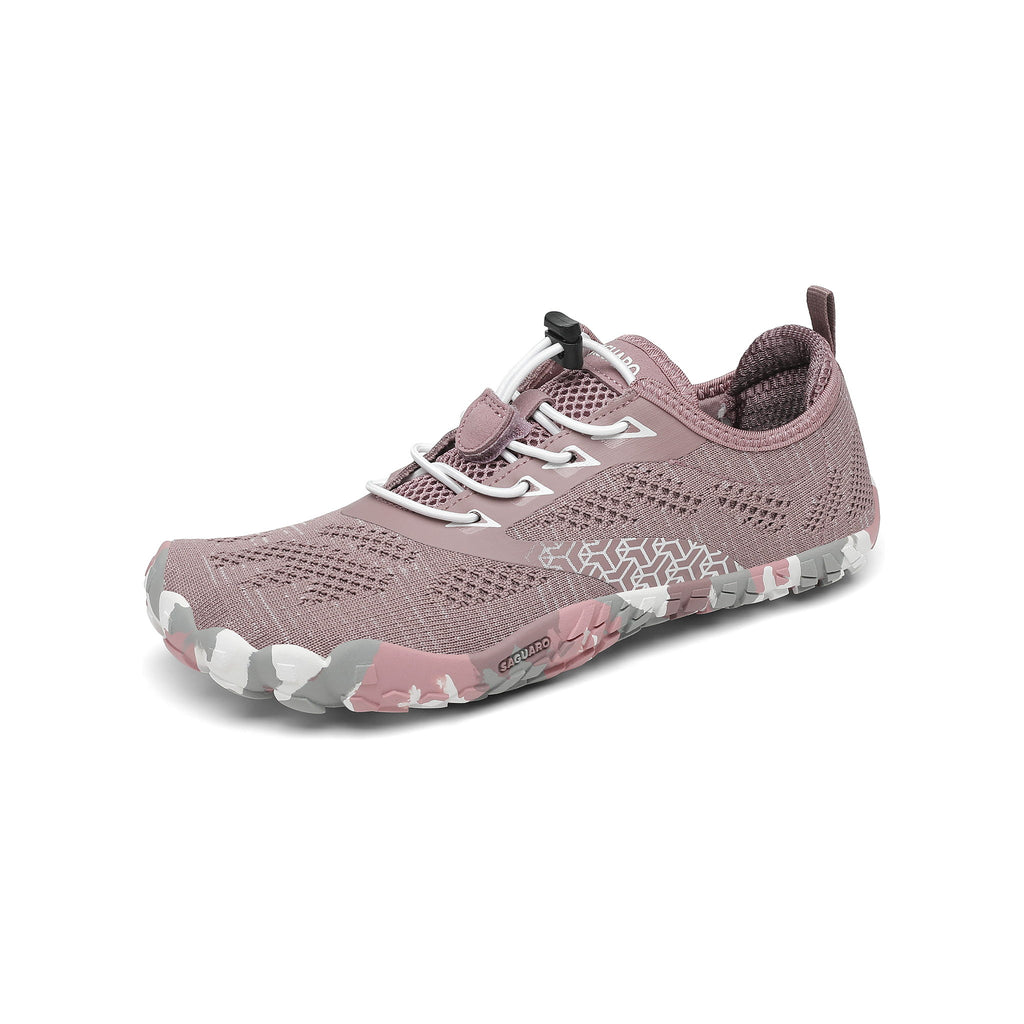 Pantof barefoot roz BareStep Grace Rosy, vedere trei sferturi și sistem elastic de ajustare