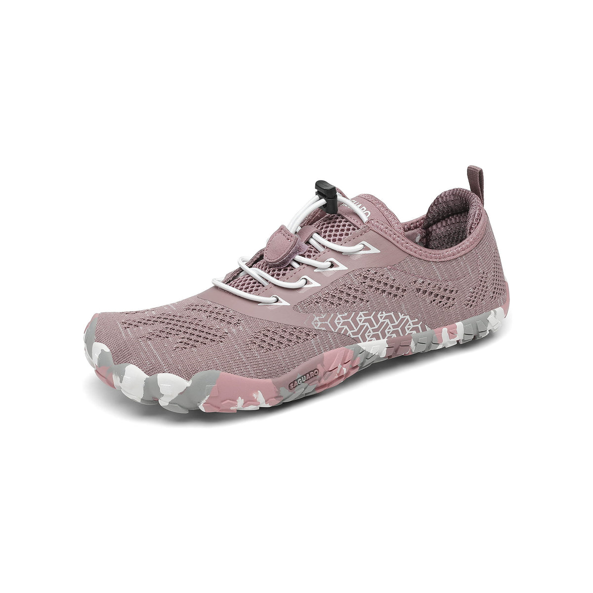 Pantof barefoot roz BareStep Grace Rosy, vedere trei sferturi și sistem elastic de ajustare