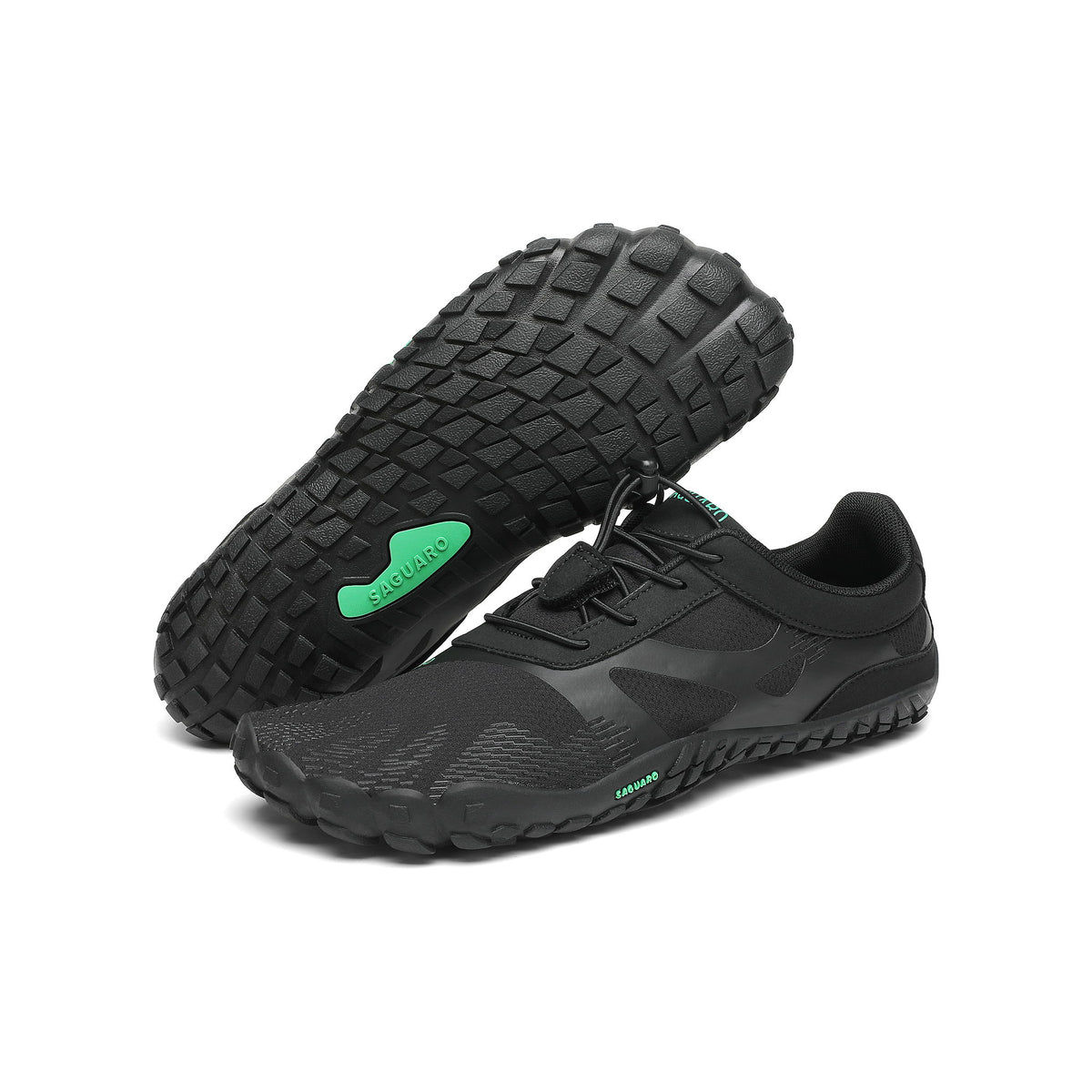 Pantofi barefoot negri BareStep Vitality Black, pereche cu talpă aderentă evidențiată
